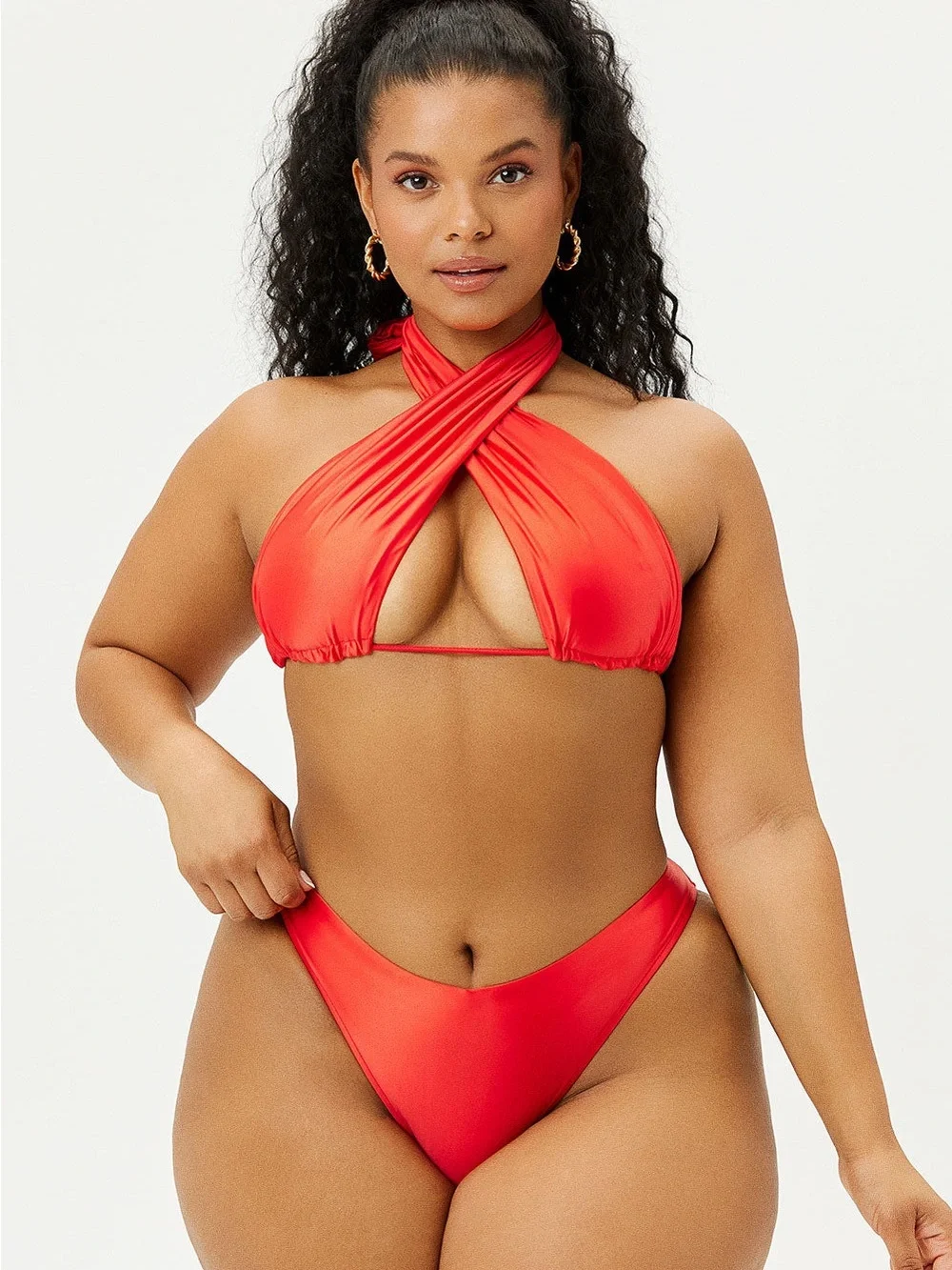 Frankie's Bikinis Enzo Satin Cheeky Bikini Bottom